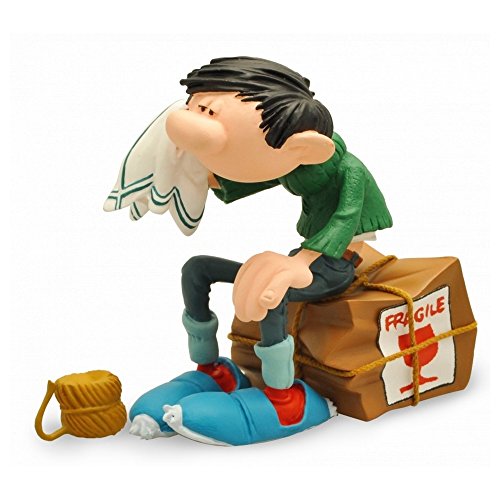 Figurine de collection Plastoy Gaston Lagaffe assis sur une caisse Fragile (316)