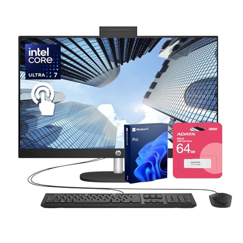 Image of HP 27 inch FHD Touchscreen Intel Ultra 7 AI Business All-in-One Desktop, 27 inch FHD Touchscreen, Intel Ultra 7 155U, 64GB DDR5 RAM, 4TB SSD, HDMI, Wi-Fi 6, W11P, with ADATA 512 External SSD Bundle