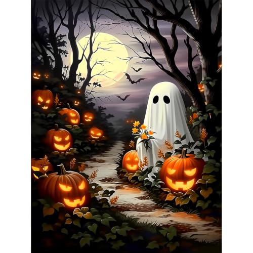 Kit broderie diamant Halloween 5D pour adulte activité manuelle automne 30x40cm