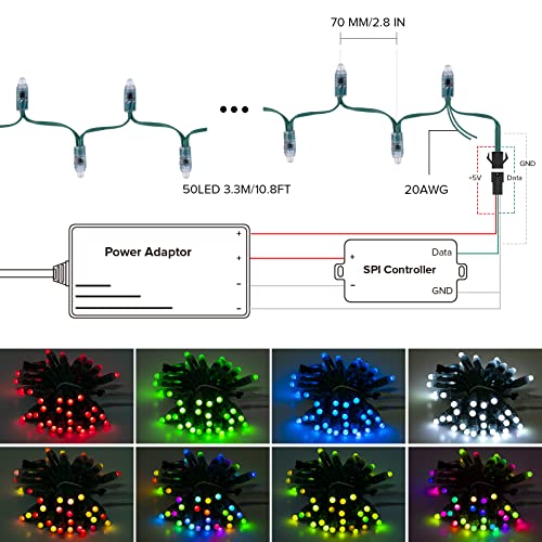 Image of BTF-LIGHTING WS2811 12mm DC12V RGB LED Pixel String Light 50 pcs IP68