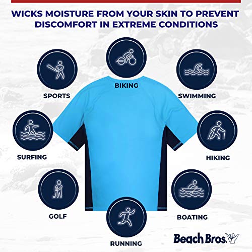 Beach Bros. Men's UPF 50+ Swim Shirt - Short Sleeve Quick Dry Rashguard2