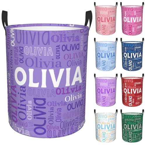Image of Custom Name Laundry Hamper, Personalized Laundry Basket with Name for Boys Girls Kids Men Women, Customized Name Dirty Clothes Basket Gifts for Clothes Toy Bathroom Bedroom Laundry Room Dorm
