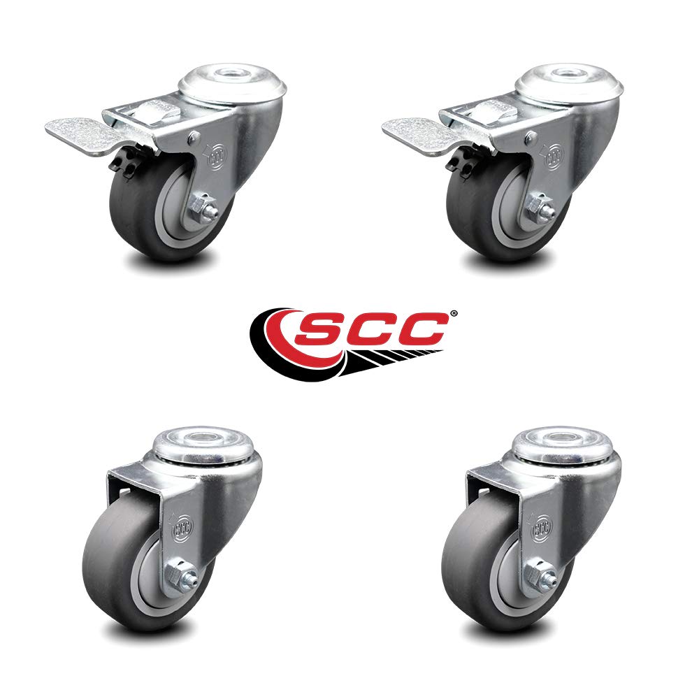 491932 Festool 3 Inch Caster Set - Light Duty Replacement – Thermoplastic Rubber Wheel - Includes 2 Swivel Casters & 2 Swivel Casters with Brakes - Service Caster Brand