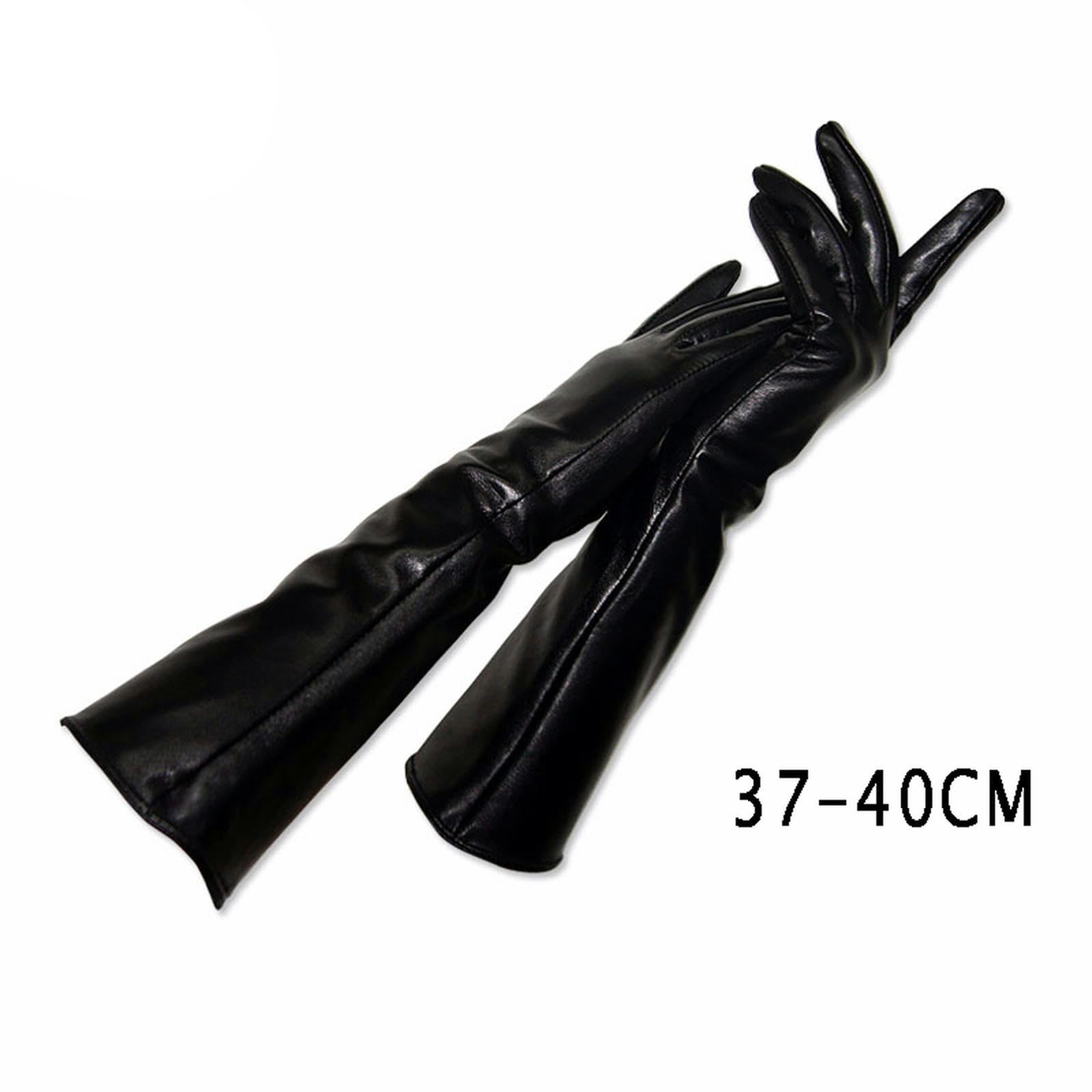 WILsem Guante Largo de Piel de Oveja para Mujer, Guantes Negros, Mitones auténticos para Mujer, Estilo de Forro Fino, Manga para el Brazo