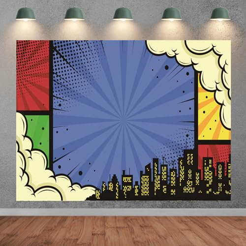 Fondo para fotografía ciudad cómic 7x5ft colorido miniatura 2