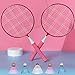 Badminton Racket for Children 1 Pair, Nylon Alloy Durable Badminton Racquet Set for Kids Indoor/Outdoor Sport Game（Including 4 Badminton and 2 Table Tennis） (Pink)