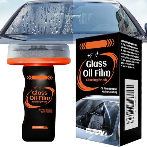 Q4 Glass Guard Ölfilmentferner für Autoglas 100 ml Glass Oil Film Cleaner mit Reinigungsbürste Hand-Held Glasses Emulsion Cleaner für Autoscheiben Fenster Spiegel & Glasoberflächen