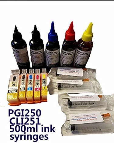Green-products refillable PGI 250 CLI251 ink cartridges For canon PIXMA MG6620 MG7120 MG7520 MG5620 iP8720 ix6820 MG5522 MG6320 MG6420 MX722 MX922 w/ 500ml ink