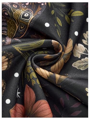 WDIRARA Women's Plus Size Butterfly Floral Print Wide Leg Pants Drawstring Waist Palazzo Pants4