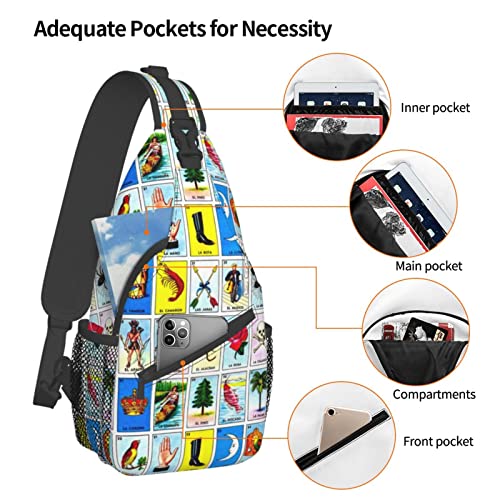 Mexican Loteria Cards Crossbody Bags Women Men Cross Chest Bag Adjustable Sling Backpack Shoulder Bag For Cycling Travel Sport Hiking4