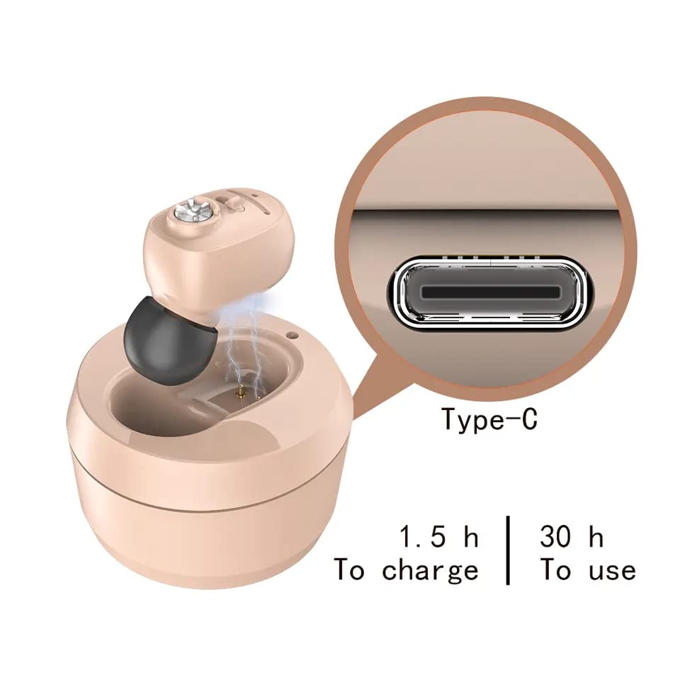 Image of Fastwell F13 Rechargeable Hearing aid With Magnetic charging, Invisible The Smallest Mini hearing In the Canal Hearing Aid (BEIGE)