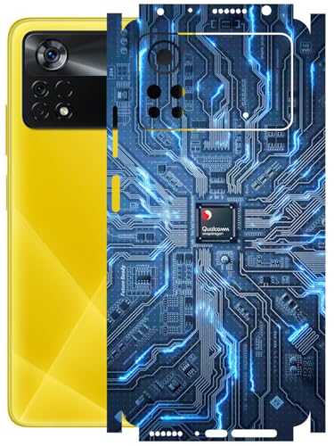 Image of AtOdds - Full Body Back Screen Guard Protector Film - Lamination Wrap Skin Sticker Compatible with Poco X4 PRO (5G) | Scratchproof Matte Finish (Circuit)