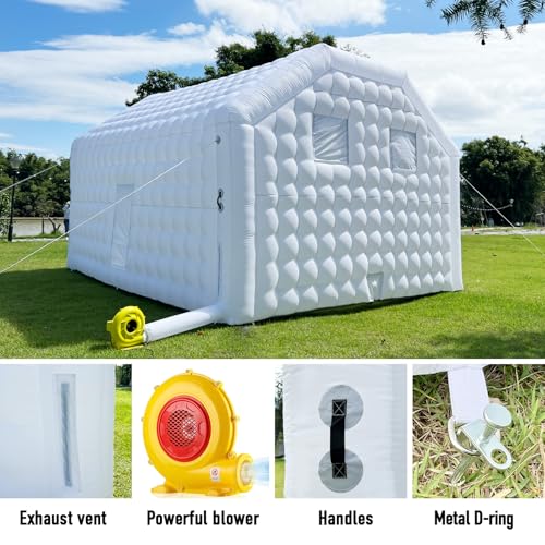 Large White Inflatable Nightclub 20X16.5X12Ft Disco Cube Gazebo Event House with Logo Area Portable Inflatable Party Tent for Birthday, School Events, Backyard Party, Rental Business