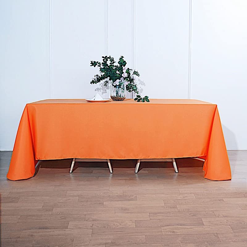 BalsaCircle Halloween Party 10 pcs 90x132 in Orange Rectangle Washable Decorative Polyester Solid Color Tablecloth Party