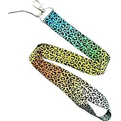 Soporte Celular Monitor Aisoway Lanyard Leopardo De Las Mujeres con El Estampado De Animales Llavero Titular De Titular De La Tarjeta Llavero Móvil del Teléfono Celular Carpeta De La Identificación Placa De Soporte