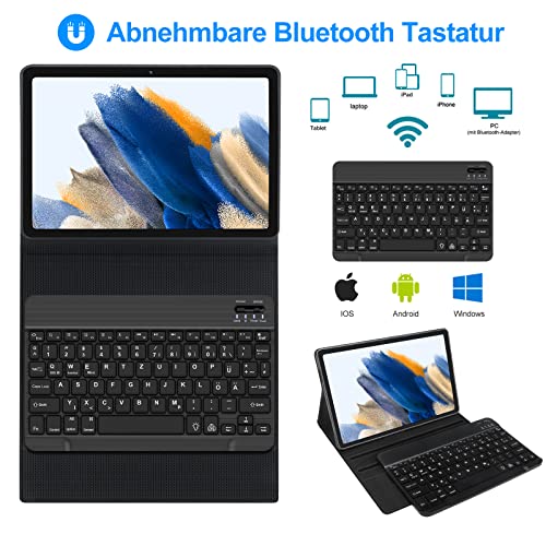JADEMALL Tastatur Hülle Kompatibel mit Samsung Galaxy Tab A8 10.5 Zoll 2021, QWERTZ Deutsch Beleuchtete Kabellose Bluetooth Magnetische Tablet Tastatur mit Hülle – Bild 5