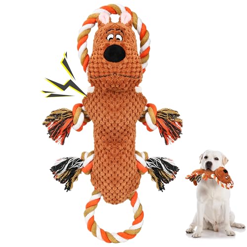 Iokheira Jouets à Couinement pour Grands Chiens, Jouets à Mâcher Adaptés Aux Chiens de Grande, Moyenne et Petite Taille (Marron)