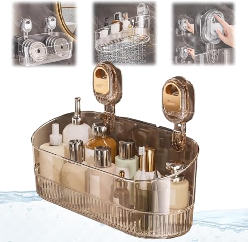 OSICAPEA Firmstaunch Suction Cup Storage, Firmstaunch No-Drill Bathroom Suction Storage Box, Firmstaunch Wall Organizer, Suction Cup Storage Rack, Large Capacity & Strong Load-Bearing(Clear)