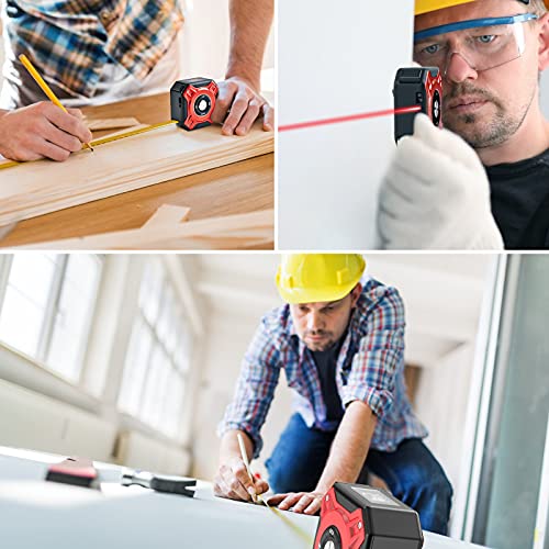 Digital Laser Tape Measure 2-in-1, BOLWEO 131Ft USB Laser Measure Tape 16Ft, M/In/Ft Electronic Laser Distance Meters LCD Measuring Ruler Construction Tools Lazer Measurement Tape Gifts for Realtors