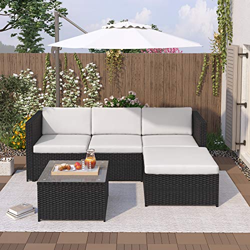 Merax Gartenmöbel, Polyrattan Lounge Gartenmöbel Set für 3-4 Personen,...
