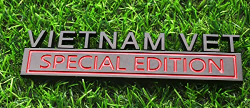 Image of 1pc Vietnam Vet Special Edition Emblems 3D Raised Decals Exterior Truck Stickers Fender Vietnam Veteran Badges Replacement for F150 F250 F350 Chevy Silverado 1500 2500 Chevrolet C10 C15 (Black Red)