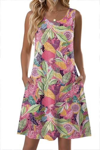 Image of Zeagoo Womens Summer Dress 2026 Sleeveless Casual A-Line Tshirt Sundresses