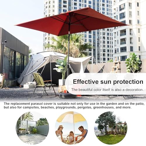 Tela sombrilla rectangular 3x2m para reparar parasol desgastado de 6 varillas 7