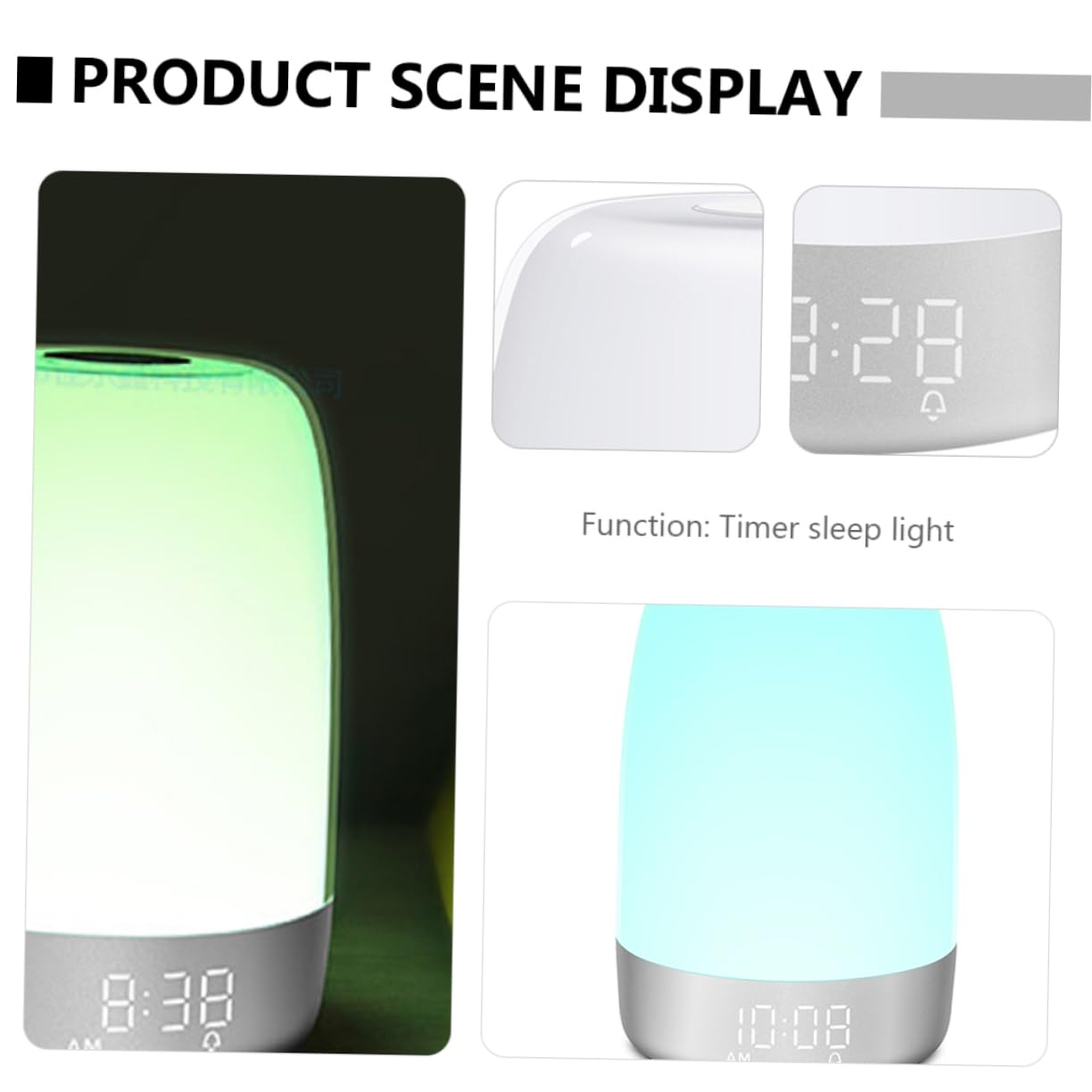 PRETYZOOM Lampe de Chevet LED Blanche Fonction Minuterie et Simulation Lever de Soleil, Réveil Tactile et Veilleuse pour Chambre à Coucher