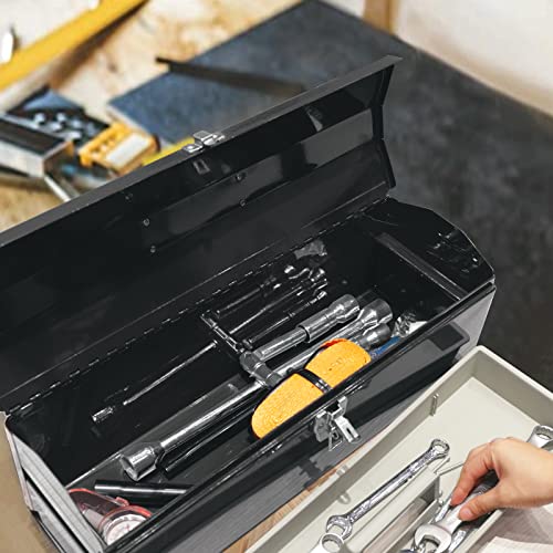 Image of Torin AG2260B 24 Drawers Storage Cabinet Organizer: Convenient Plastic Parts Storage for Desktop or Wall Mounted Organization of Hardware, Parts, Crafts, Beads or Tools, Black /Orange