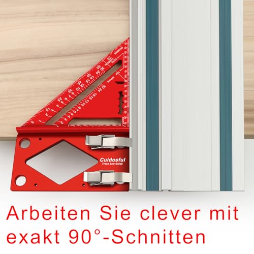 Winkelanschlag für Führungsschiene, CNC-gefräster 90° Anschlag mit Kantenführung, kompatibel mit Makita Führungsschiene, Festool- Aluminium Anschlag für Kreissägen