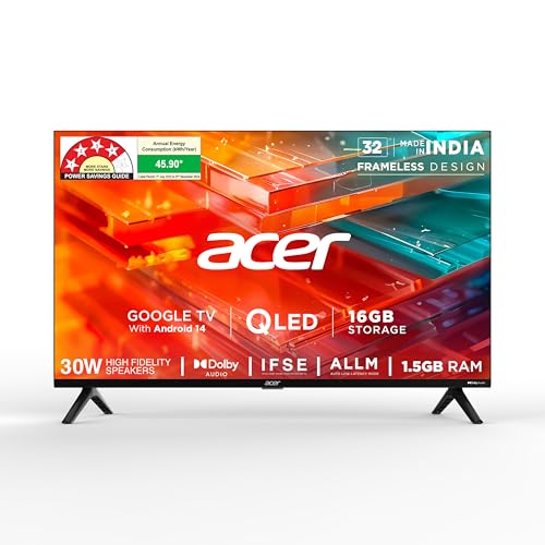 Image of acer 80 cm (32 inches) V Pro Series HD Ready Smart QLED Google TV with Android 14 (Black) | 16GB Storage | 30W Dolby Audio