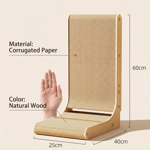 Rascador vertical en forma de L para gatos 23.6 pulg miniatura 3