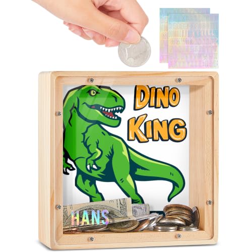 Image of ICOSY Piggy Bank for Kids, Wooden Framed Coin Bank