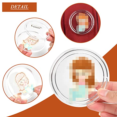 Boutons transparents pour badge de 8,9 cm évitant l'usage d'une machine