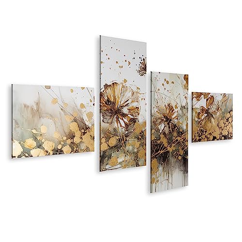 Tableau sur toile moderne pour illuminer un salon sombre avec fleur d'or
