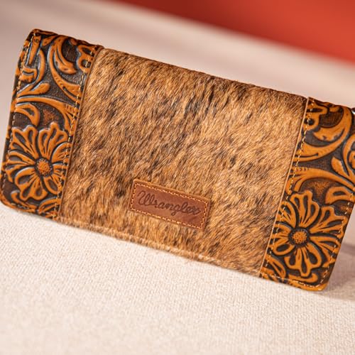 Image of Wrangler Wristlet Wallets Western Wallet for Women Floral Tooled Womens Wallet Boot Stitch Purses