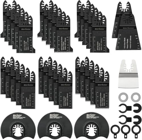 Enventor 45 PCS Oscillating Tool Blade, Wood, Metal, Plastic Cutting Universal Multitool Saw Blade Kit Compatible with Enventor 23Q1-3, 86229, 98606, Dewalt, Dremel, Ryobi