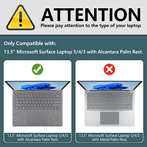 Twolskoo Case For 13.5" Microsoft Surface Laptop 5/4/3 With Alcantara Palm Rest Model 1950/1958/1867/1769, Protective Plastic Hard Shell & Keyboard Cover & Screen Protector & Dust Plugs, Frosted Clear #TOP1
