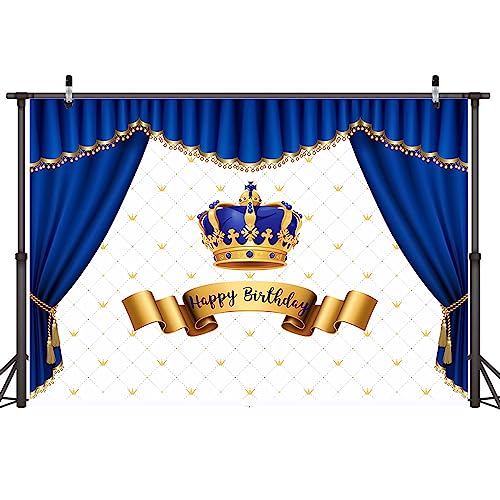 Fondo Royal Prince Baby Shower Azul 7x5ft para fotografía miniatura 1