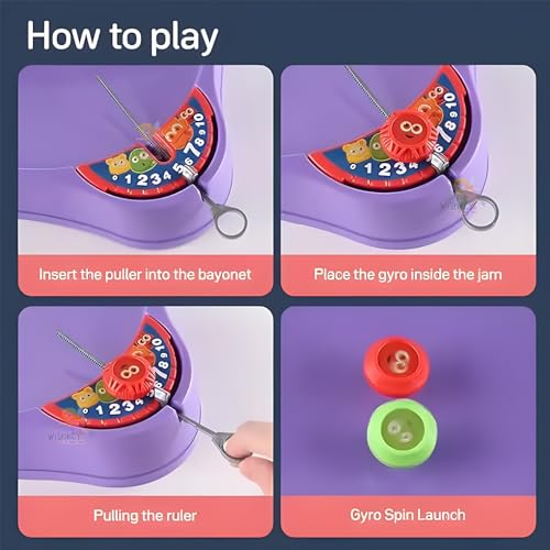 Image of WISHKEY 4 Players Cool Spinning Battle Top Game, Gyro Battle Toy, Funny Emoji Launchers, Spinning Toy with Classic Super Disk, 4 Spinners & Launchers for Kids, 3+ Years (Pack of 1, Black)