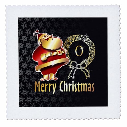 20x20 inch Quilt Square - Image of Christmas Santa Claus Monogram- Letter O- Not Foil Embossed Christmas Monograms- Initial O