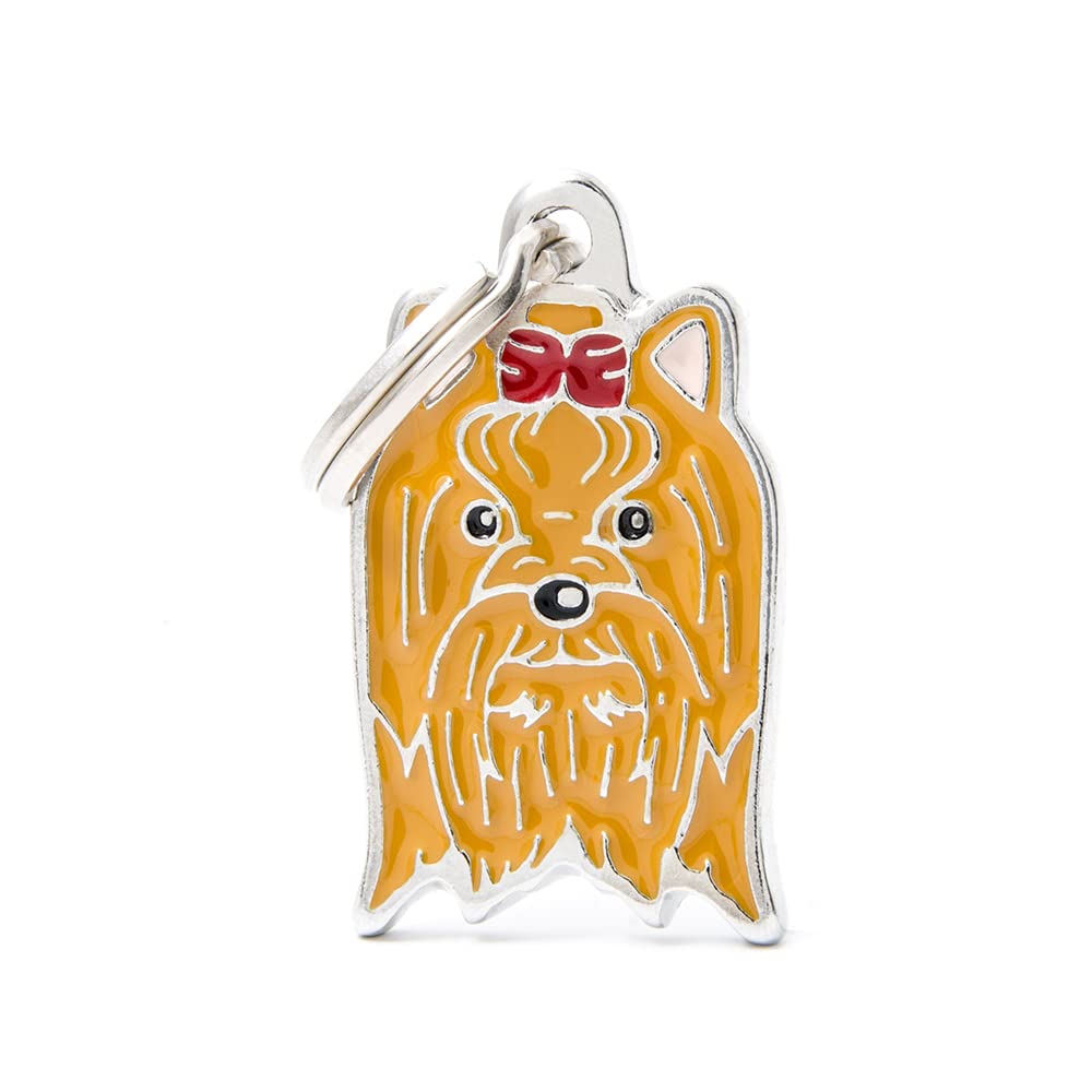 My Family Medaglietta per Cane Personalizzata, A Forma di Yorkshire, Targhetta Cane con Incisione Gratis, Smaltata a Mano in Metallo, Collezione Friends
