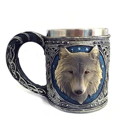 Ruiting Copa de Acero 3D Lobo Resina Inoxidable de la Taza Creativa de la Jarra de Cerveza Vaso para Beber té Copa del Lobo Taza de café