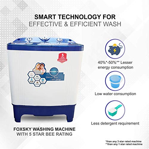 Image of Foxsky 6.5 kg Semi-Automatic Top Loading Washing Machine Appliance (FOXSKY AQUA WASH 6.5 KG, BLUE)