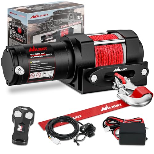Nilight 3500 lbs ATV Winch 12V Electric Winches With Synthetic Winch Rope Wireless Remote Wired...