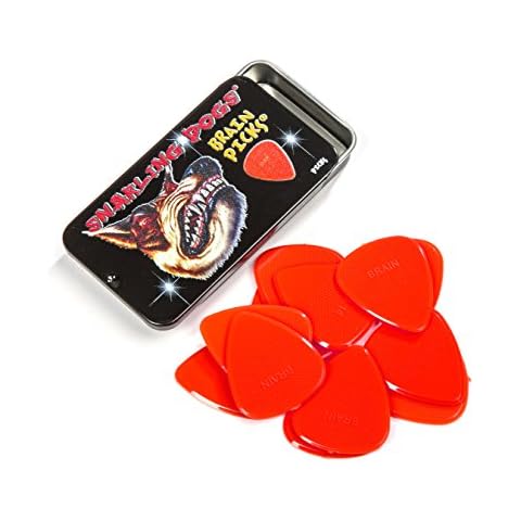 Snarling Dogs Brain TNSDB351, 0.73 Guitar Picks, 12-Piece, Collectible Tin, Red Nylon, 0, 0.73mm Cover