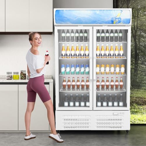 Image of 26 Cu. Ft Display Refrigerator Easy Access Layout, Refrigerated Display Cooler for Efficient Product Display, Cold Storage Organization, and Convenient Use in Retail and Food Service Areas,White