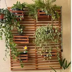Jardim Vertical Madeira 60x90 Modular 1 Unid Horta Treliça