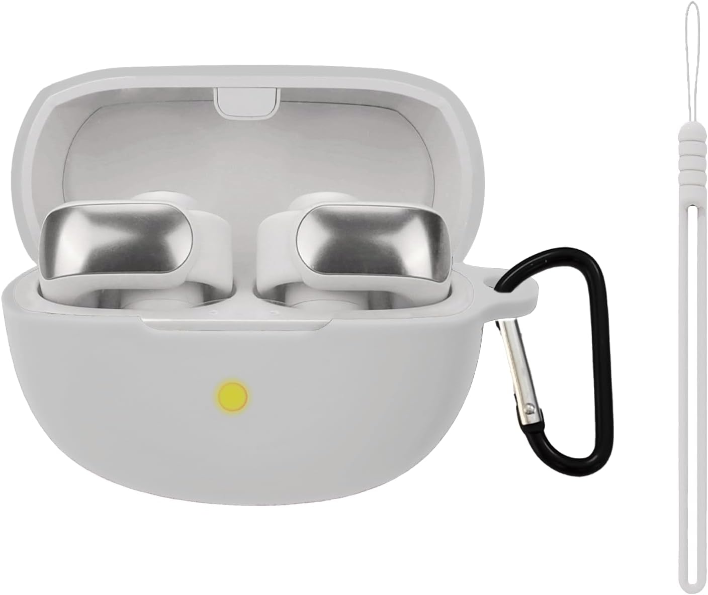 Silicone case for The New Bose Ultra Open Earbuds 2024, Shockproof case for Bose Ultra Open Earbuds 2024 with Carabiner and Wrist Strap. (White)
