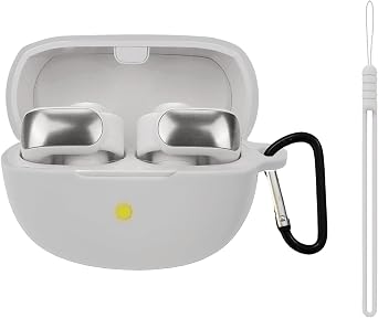 Silicone case for The New Bose Ultra Open Earbuds 2024, Shockproof case for Bose Ultra Open Earbuds 2024 with Carabiner and Wrist Strap. White